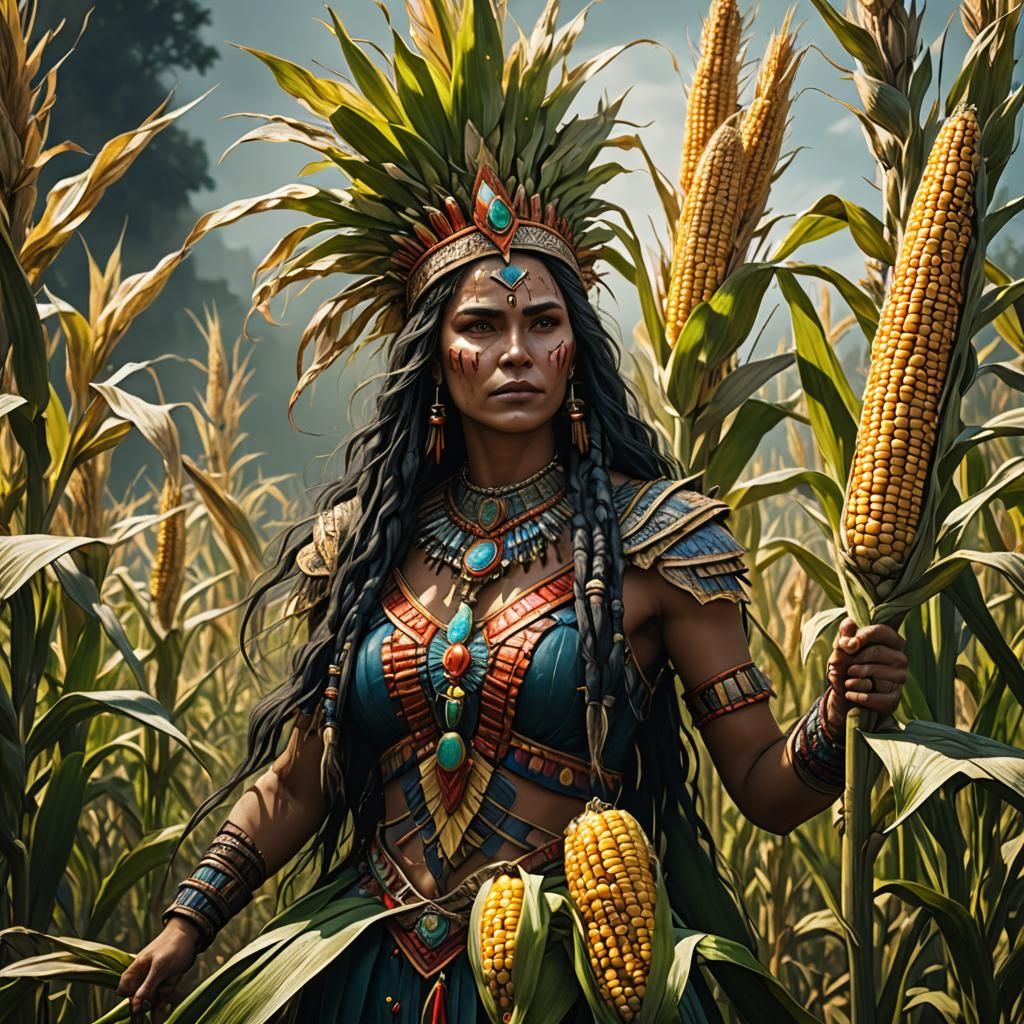 Cherokee Corn Goddess Selu' in Detailed Matte Painting