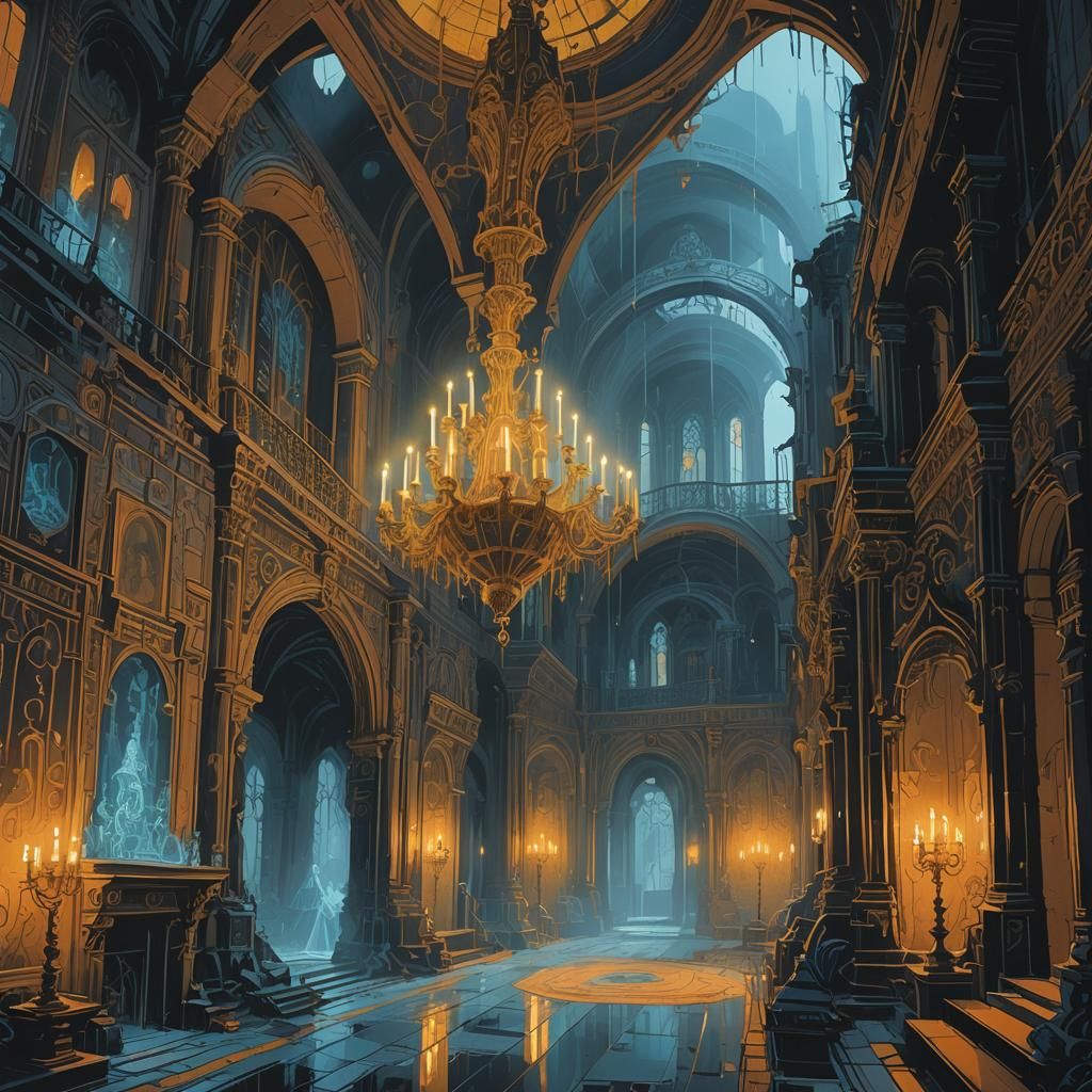 Ethereal Specter in Mystical Mansion: Digital Matte Painting