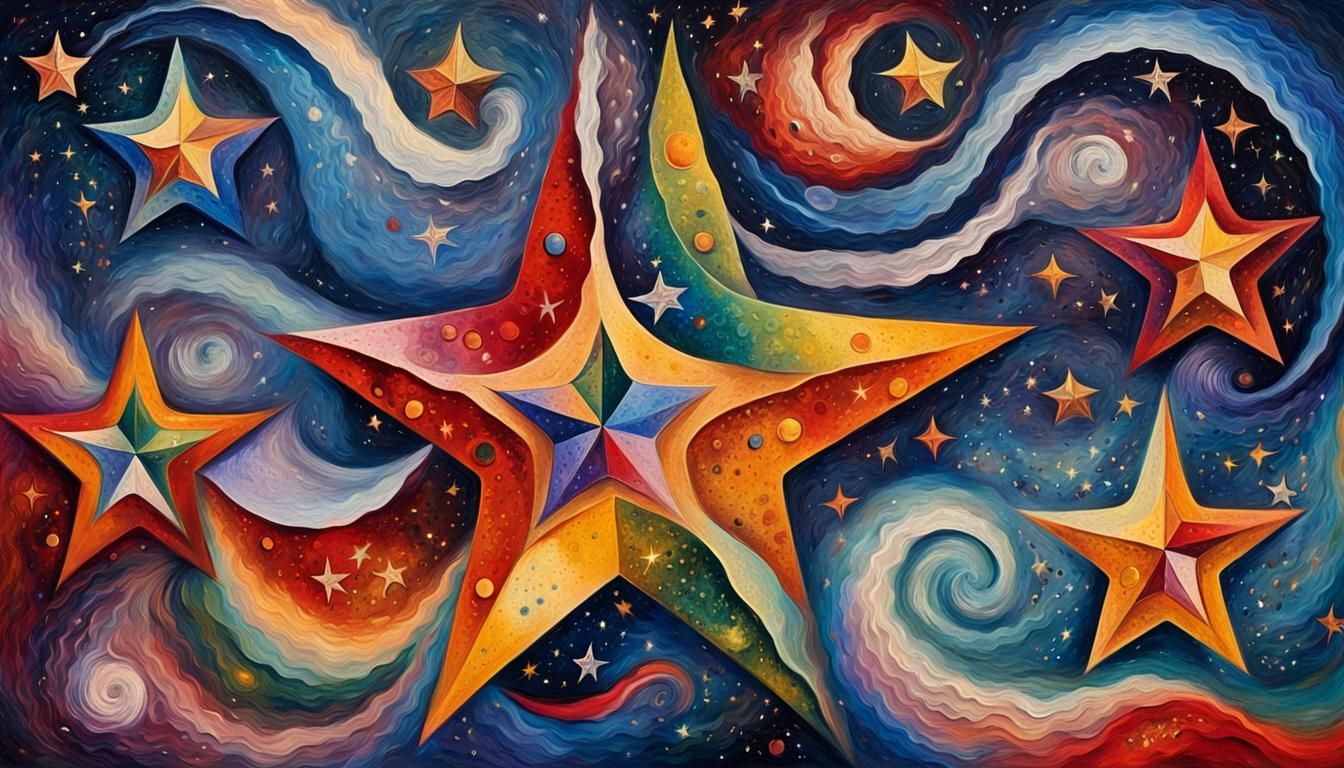 Cosmic Stars in Impasto Style