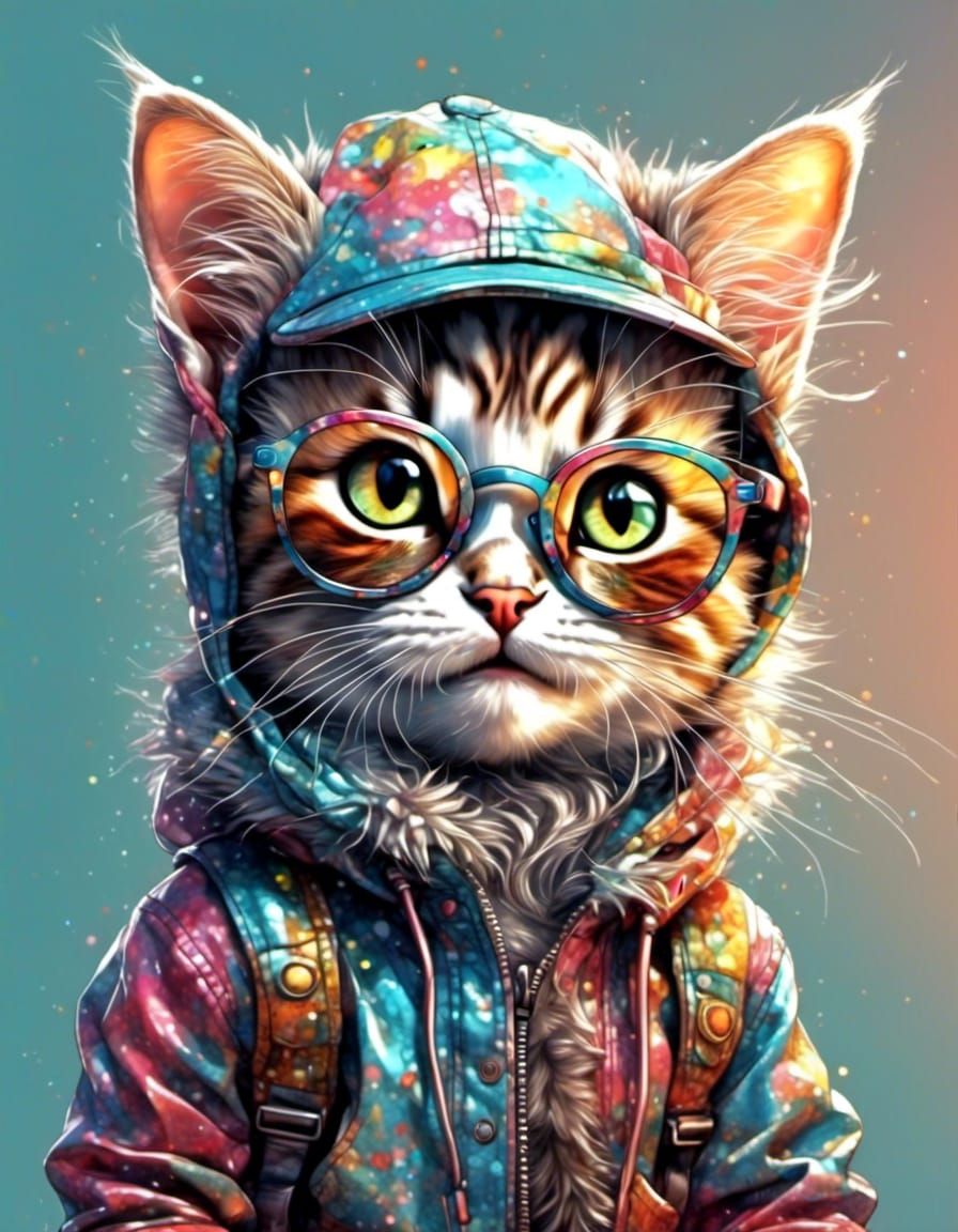 Colorful and Cool Cat Portrait