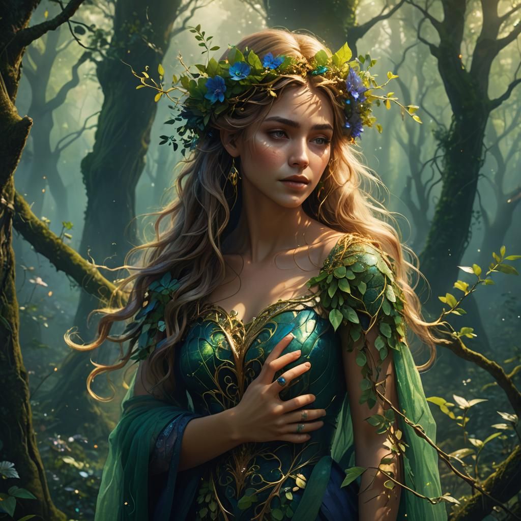 Mystical Forest: Romantic Woman in Fantasy Art