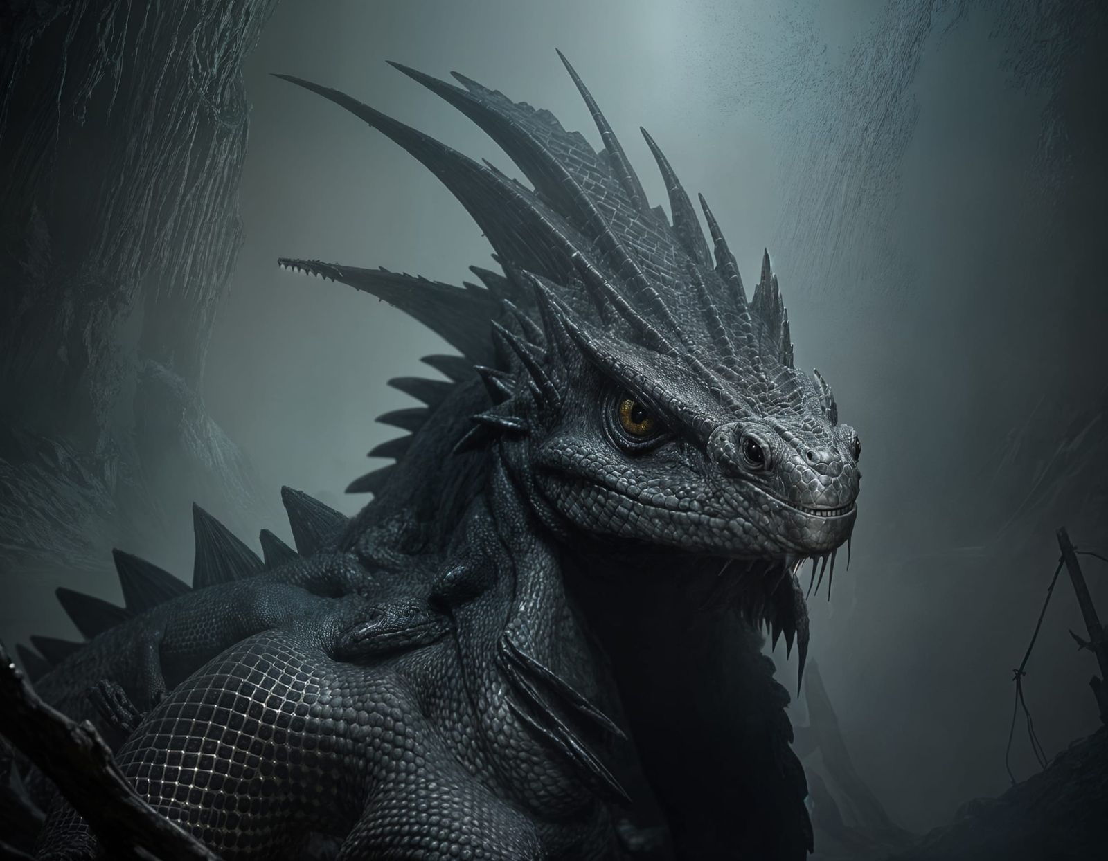 Eerie Basilisk in Abandoned Underground Tunnel