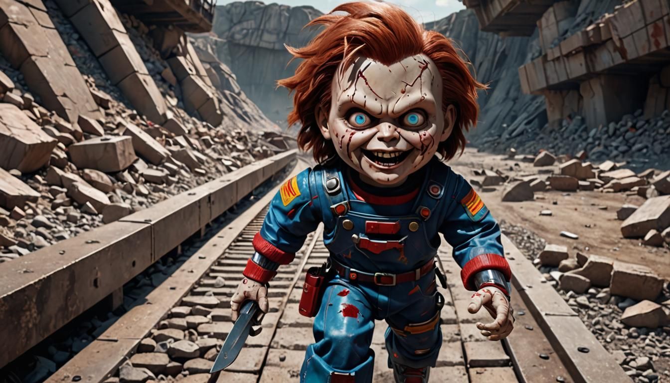 Robotic Chucky Jumps Over Quarry Conveyor Belt