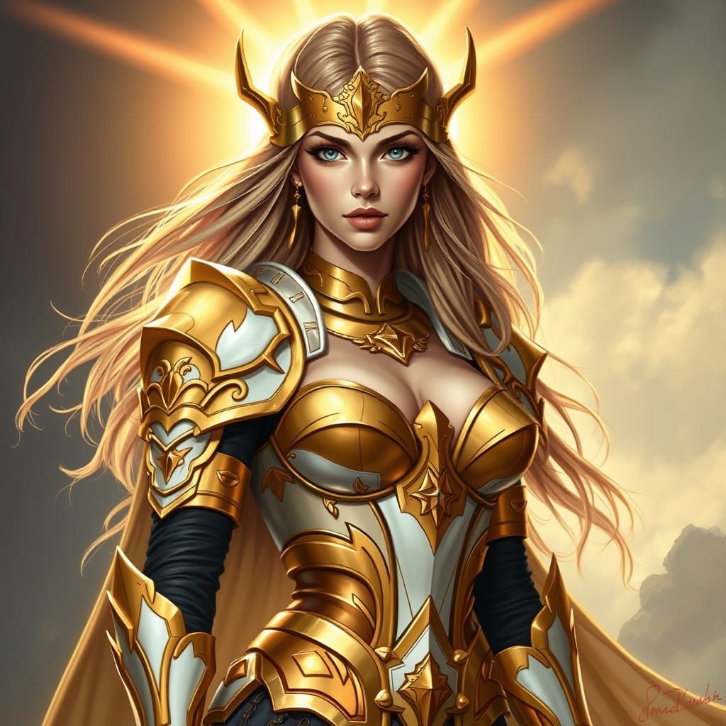 Golden Valkyrie Paladin in Vintage Armor
