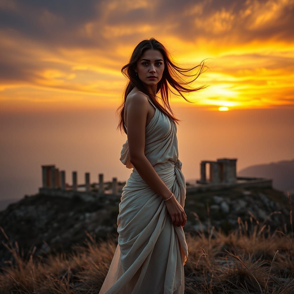 Timeless Elegance in Ancient Ruins: A Lebanese Woman Amidst ...