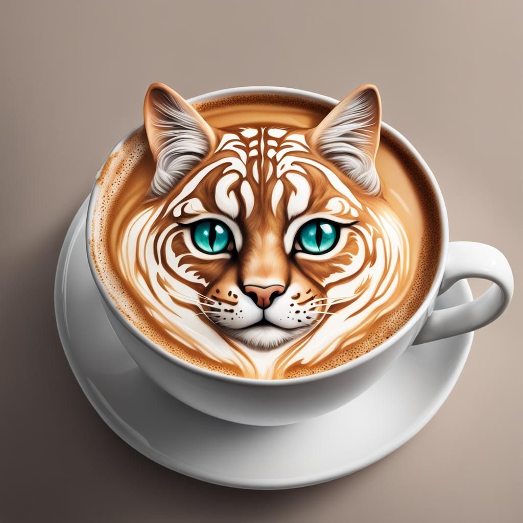 Latte Art: Detailed Feline in Coffee Foam