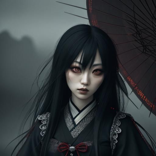 Chibi Gothic Japanese Girl in HDR