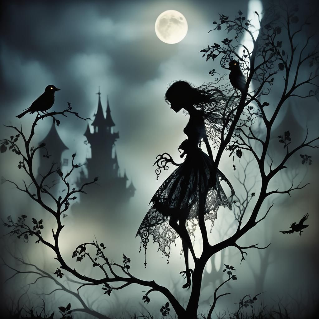 Dark Whimsy Silhouettes in a Moody Atmosphere