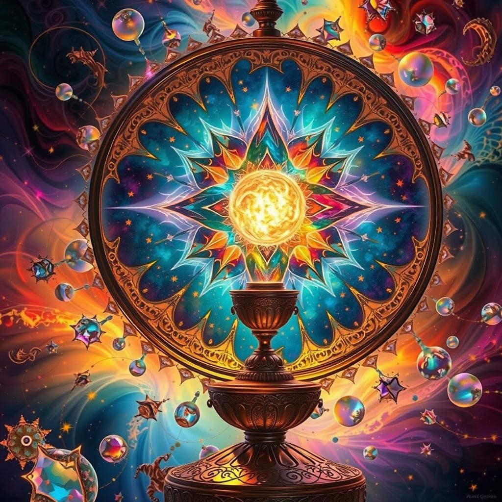 Intricate Crystal Lamp Radiating Cosmic Light