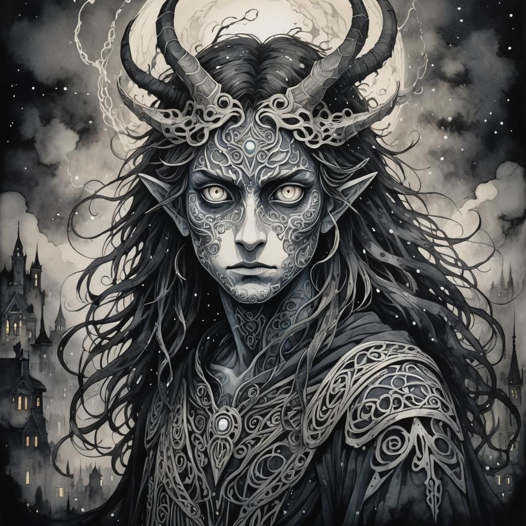 Eerie Celtic Creature in Studio Ghibli Anime Style