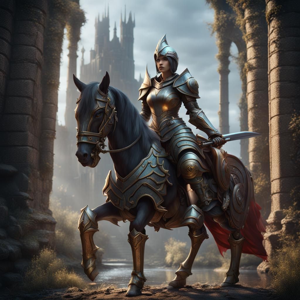 Detailed Female Knight in Fantasy Concept Art