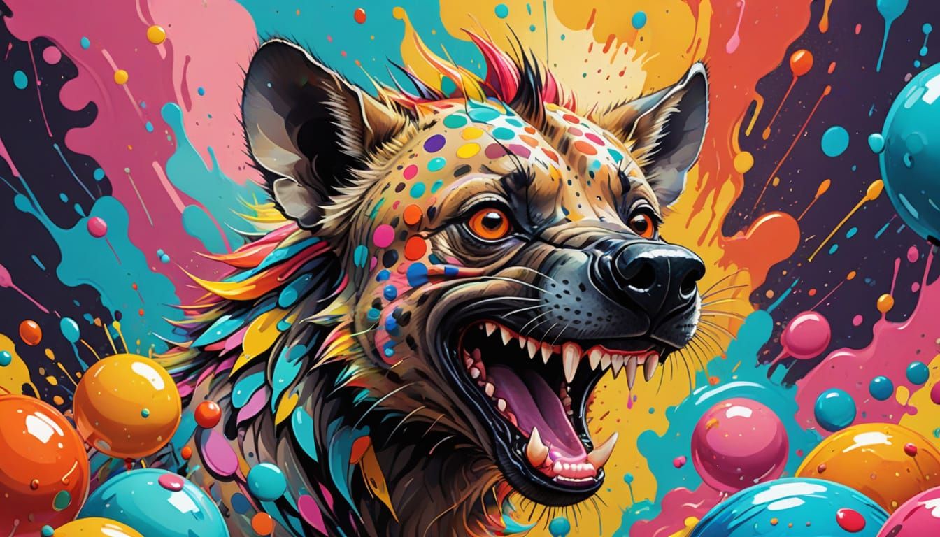 Vibrant Whimsical Hyena in Splendid Colorful Surroundings