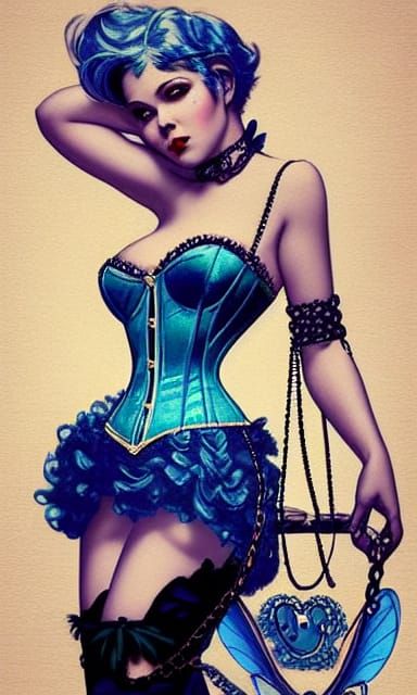 Captivating Fairy Pin-Up in Chains: Digital Illustration
