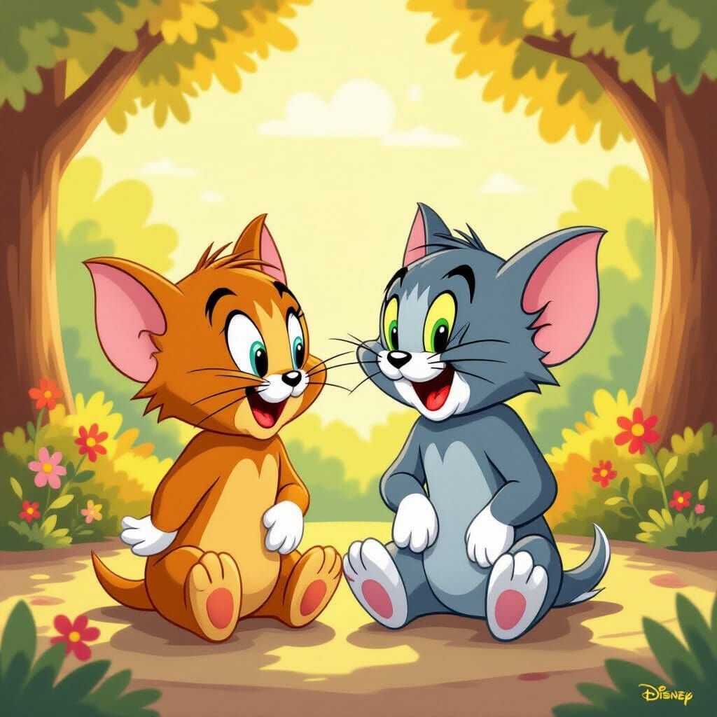 Tom and Jerry as Best Friends in Sunlight