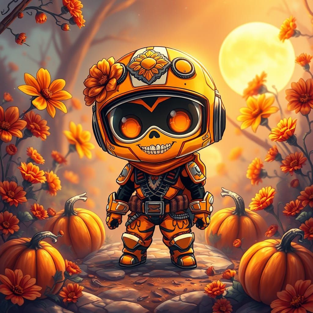 Chibi Orange Ranger in Day of the Dead Setting
