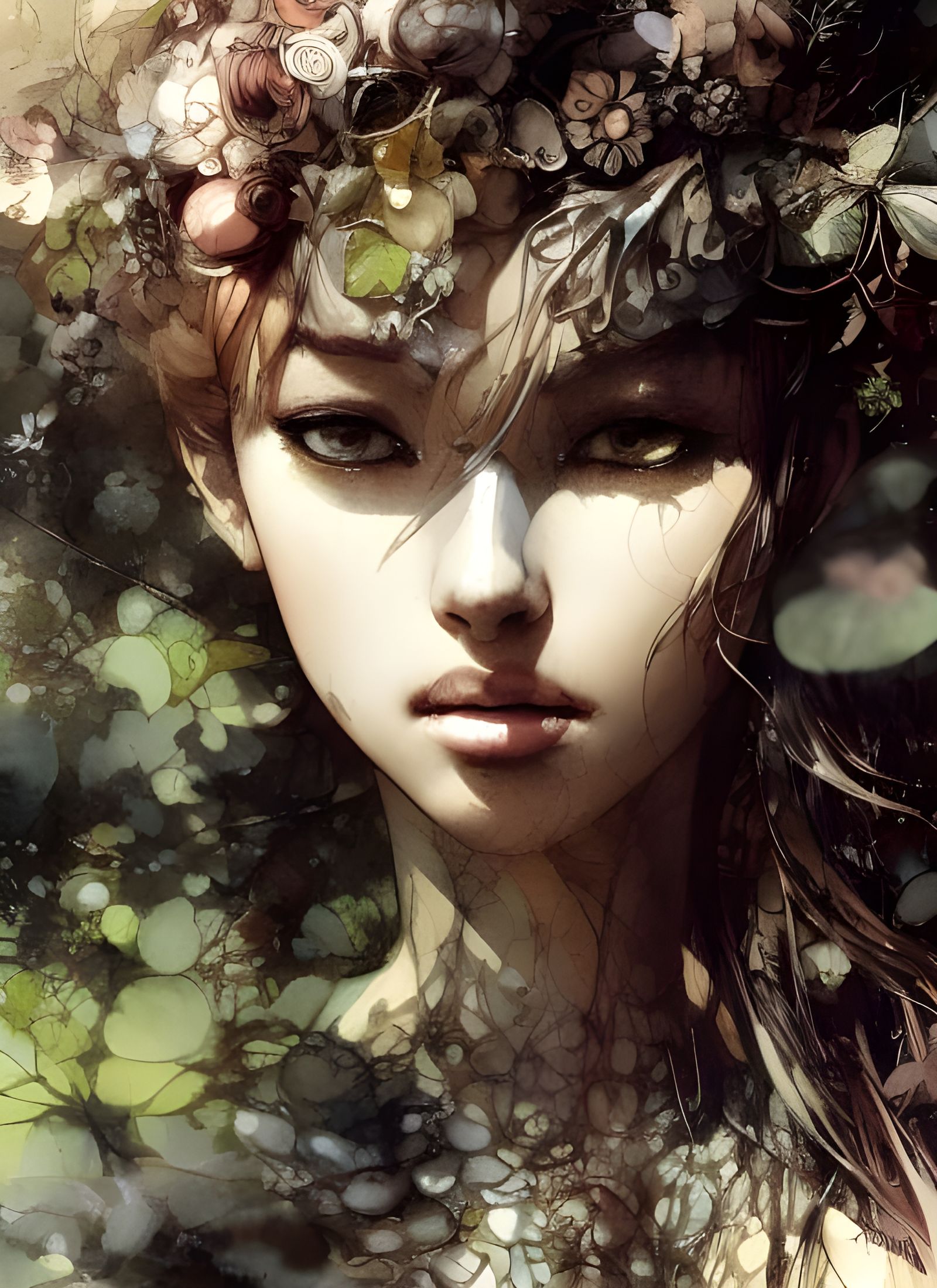 Forest Princess Portrait in Digital Illustration Style