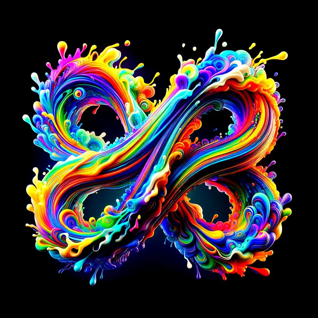 Psychedelic Liquid Infinity Symbol in Mixed Media Style