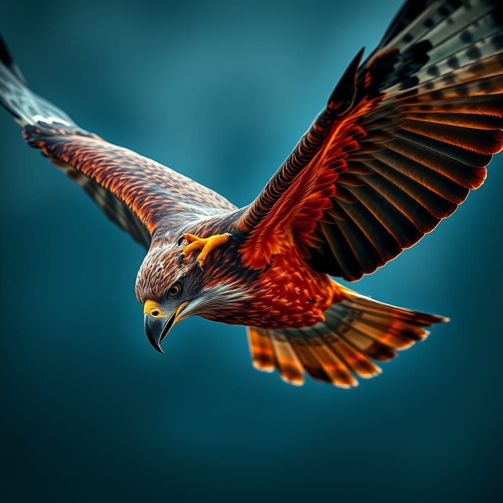 Hyperrealistic Red Kite in Perfect Composition