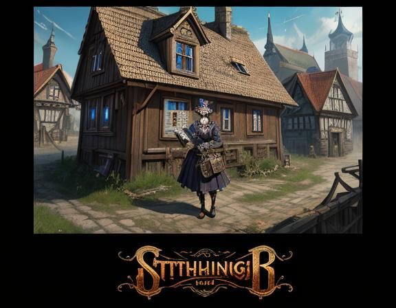 Steampunk Anime Woman in Latvian Village