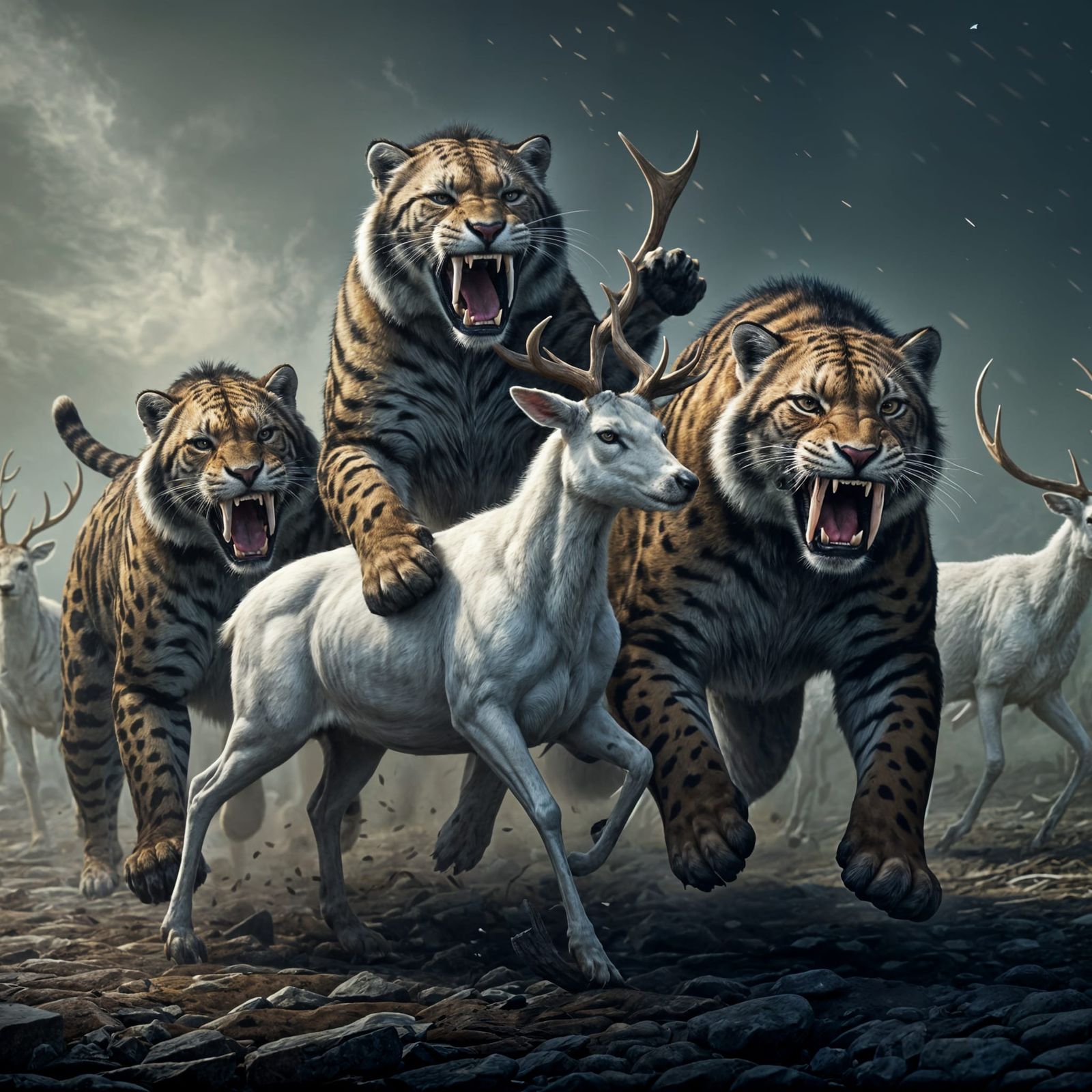 Sabertooth Attack on White Deer in 4K