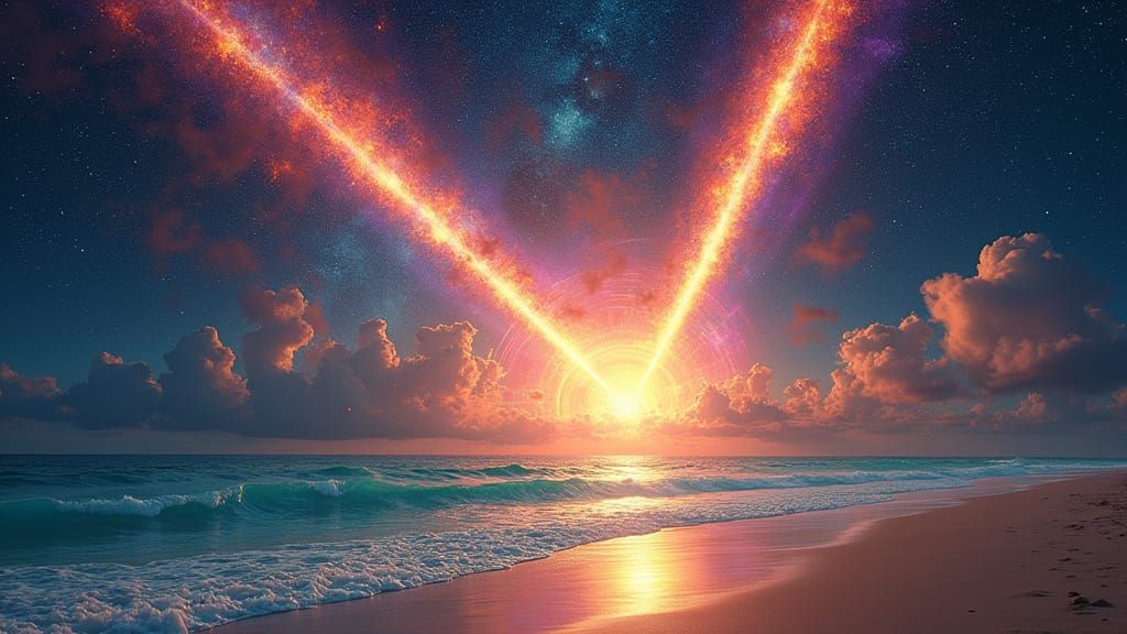 Cosmic Ballet with Comets and Magical Portal in Vibrant Colo...