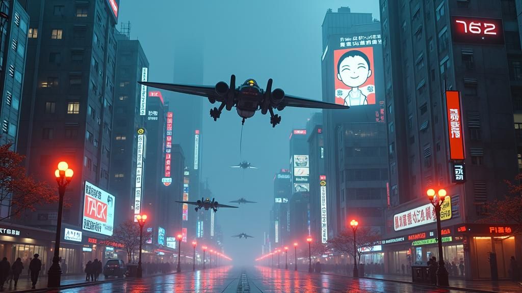 Cyberpunk Chiba City Aerial Vehicle Neon Metropolis