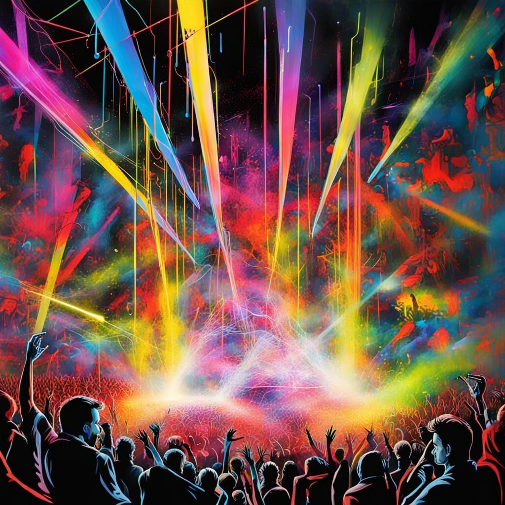 Futuristic Laser Light Show in Graffiti Art Style