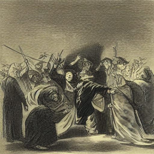 Witches Gathering in Goyaesque Aardman Style