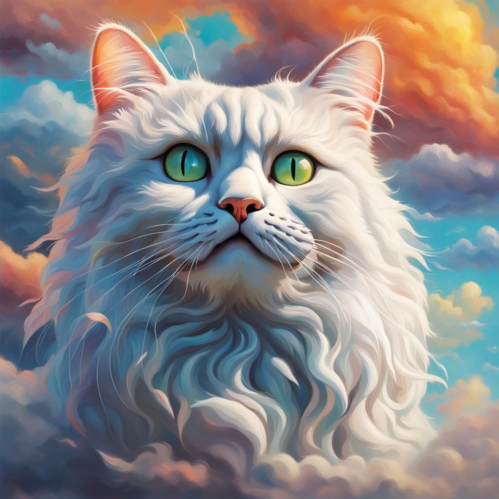 Hyperrealistic Cloud Cat Concept Art