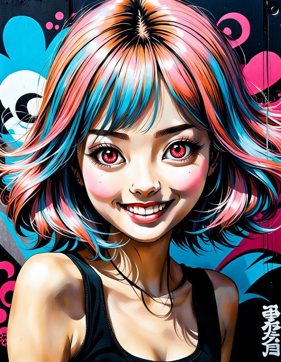 Australian Kawaii Girl in Junji Ito Style