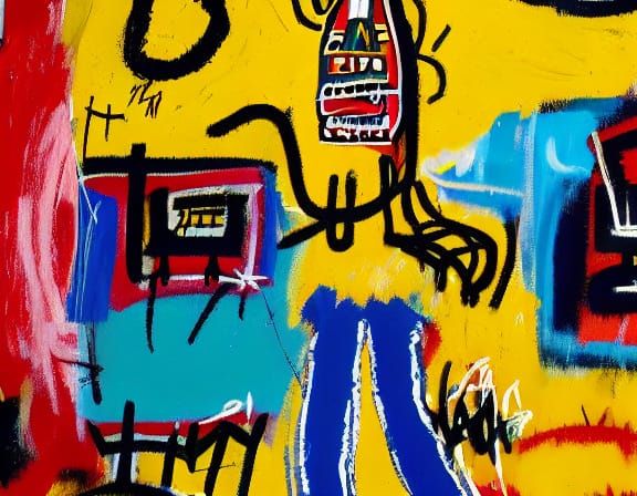 Expressionist Kissing Couple in Basquiat Style