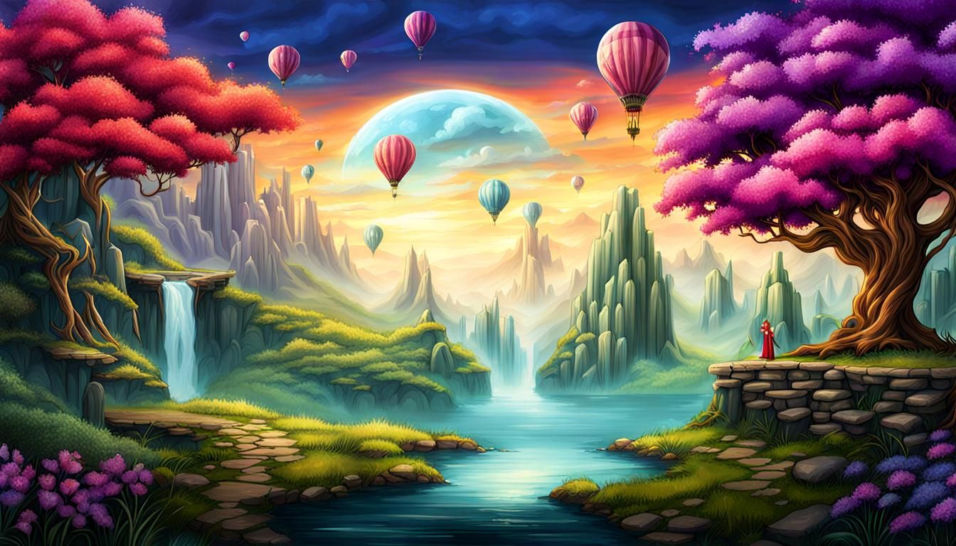 Enchanting Fantasy Landscape with Rolling Hills