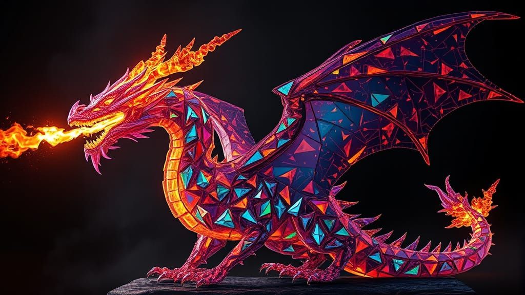 Glass Dragon in Hyperrealistic Style