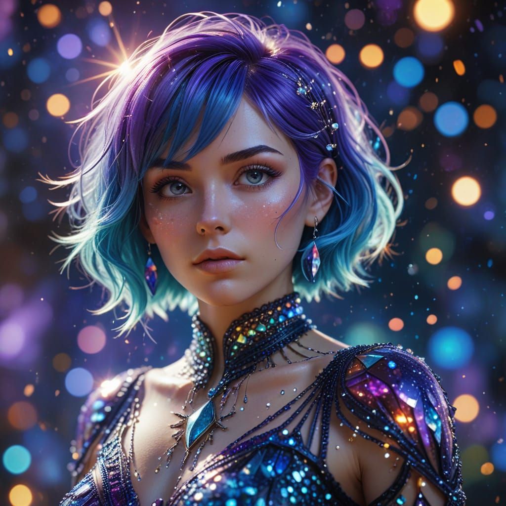 Galactica: A Vibrant Anime Portrait in Oil Painting Style