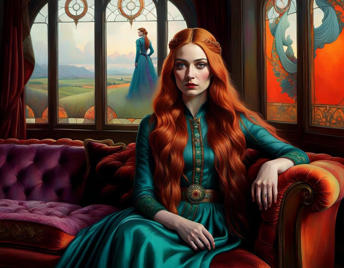 Portrait of a Woman in Art Nouveau Style