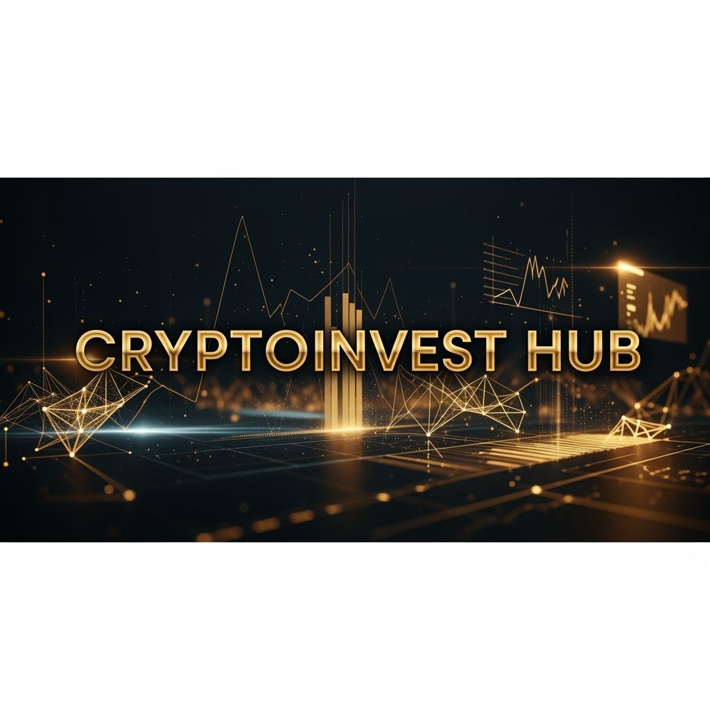 CryptoInvest Hub Cover Image in Dystopian Futuristic Style