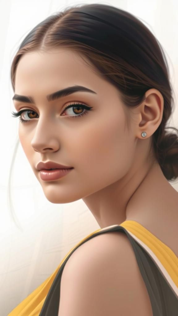 Stylish Woman with Asymmetric Haircut in Golden Light