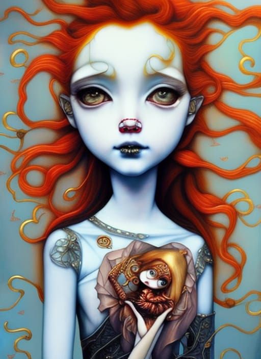 Ethereal Girl with Red Hair in Fantasy Art