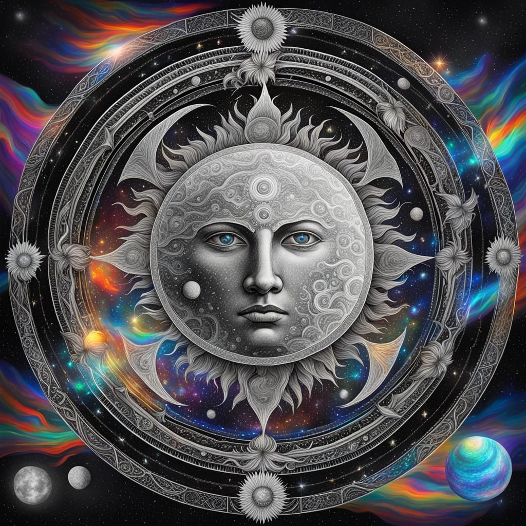 Holographic Astral Cosmic Illustration in Visionary Style