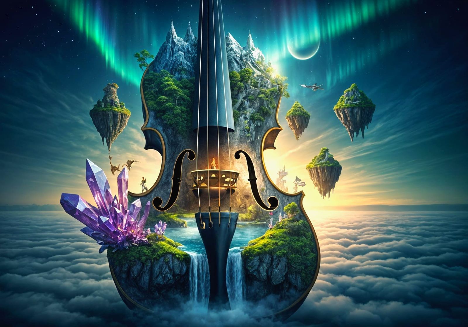 Violin in the clouds Fantasyscape (1)