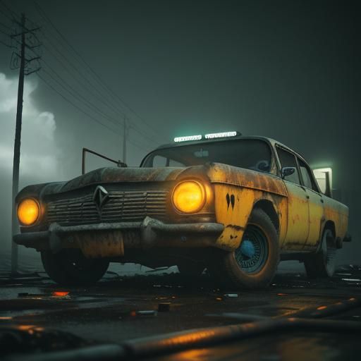 Goth Model in a Decayed Cyberpunk Scene