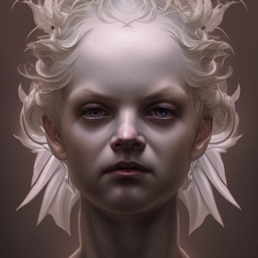 Demonic Cherub Portrait in Hyperdetailed Style