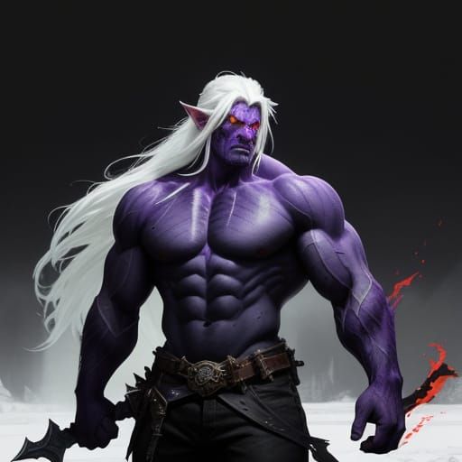 Dark Fantasy Warrior with Neon Eyes and Jagged Bone Spurs