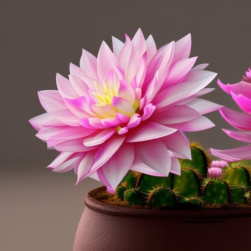 Detailed Cactus Flower on a Windowsill
