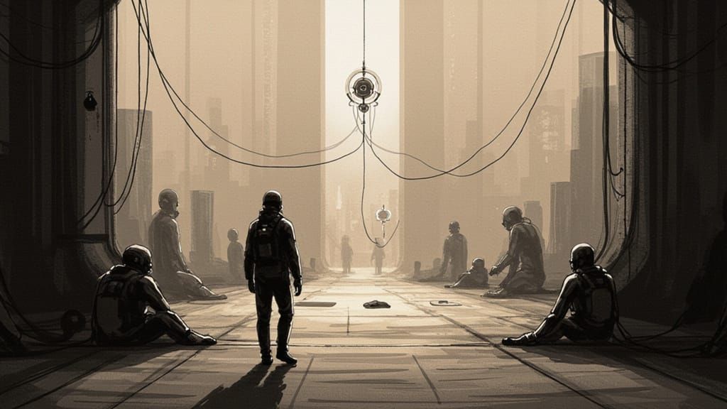 SCP Facility in Desaturated Ink and Charcoal Style