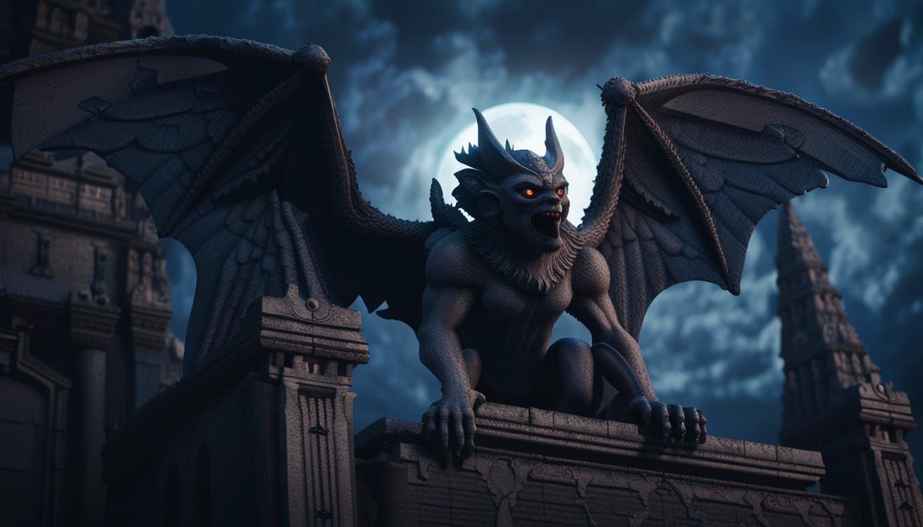 Gargoyle's Night Flight: A Dark Fantasy Masterpiece