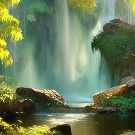 Crashing Waterfall: Hyperdetailed Concept Art in Orange and ...