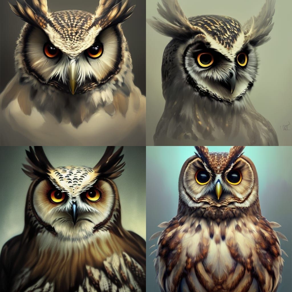Hyperdetailed Owl Portrait in Dynamic Lighting