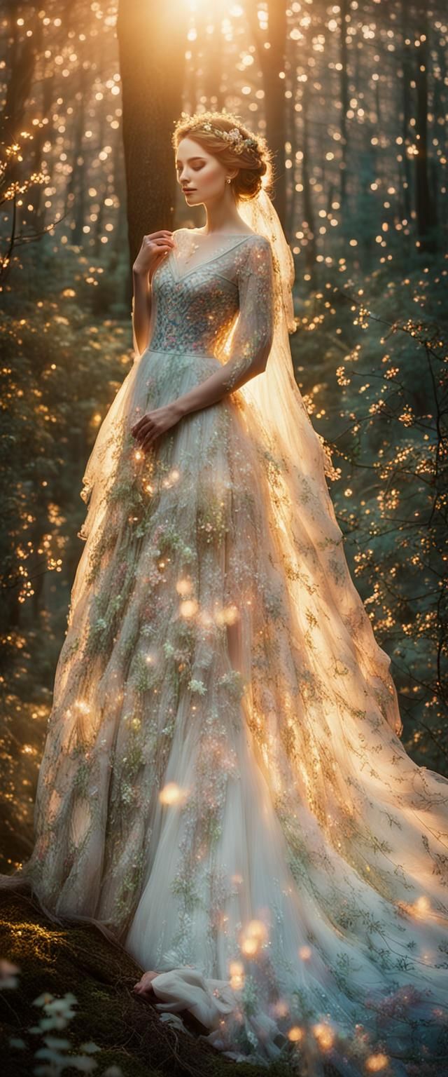 Ethereal Fantasy Bride in Mystical Forest