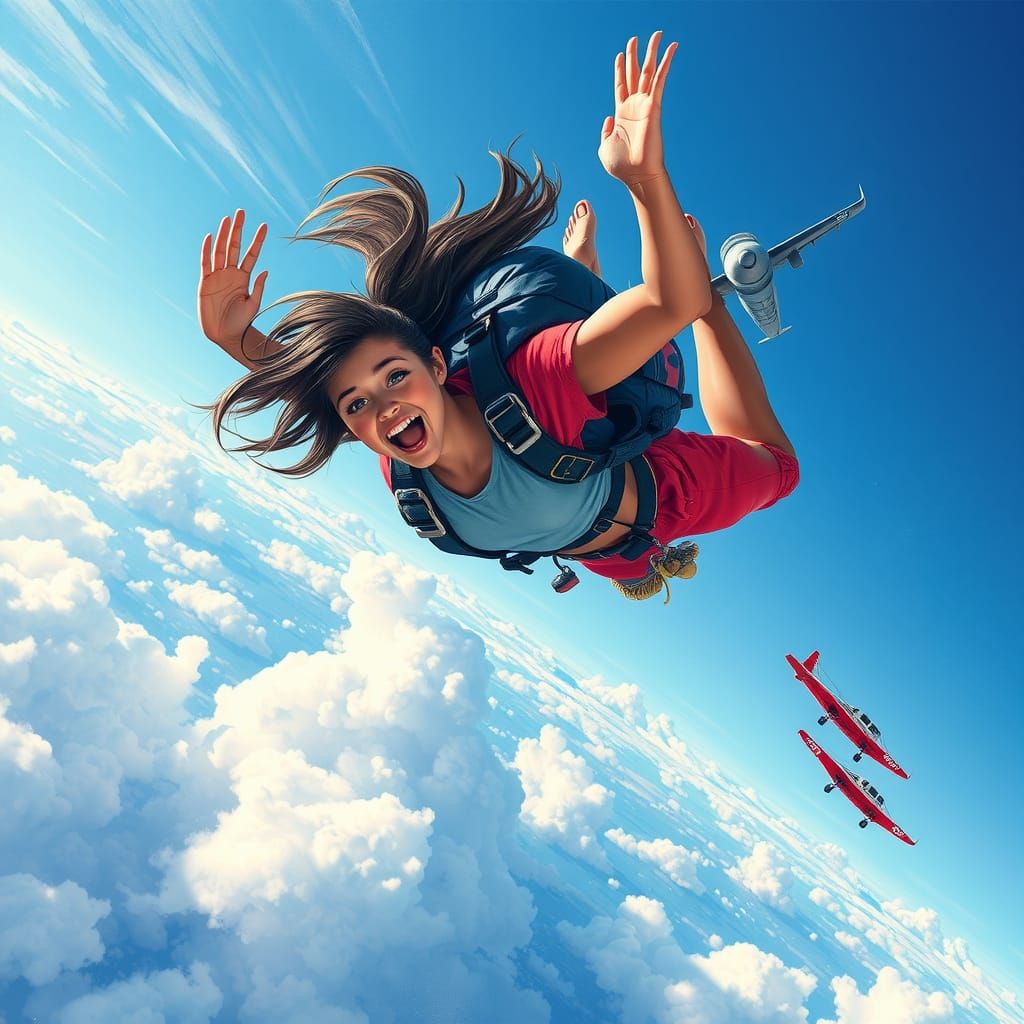 Dynamic Skydiver in Polychromatic Sky, Splash Art